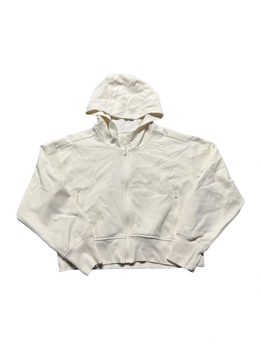 Old Navy Active Dynamic Fleece White Zip Up Hoodie Girls Size L 10-12